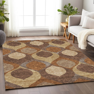 Piper Looms Mayfield Mid-century Modern AMF749 Copper Machine Washable Area Rug Lifestyle Image Feature