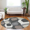 Piper Looms Mayfield Mid-century Modern AMF749 Gray Machine Washable Area Rug Round Lifestyle Image Feature