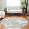 Piper Looms Mayfield Mid-century Modern AMF749 Ivory Machine Washable Area Rug Round Lifestyle Image Feature