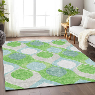 Piper Looms Mayfield Mid-century Modern AMF749 Lime Machine Washable Area Rug Lifestyle Image Feature