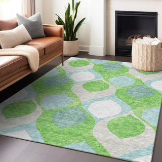 Piper Looms Mayfield Mid-century Modern AMF749 Lime Machine Washable Area Rug Lifestyle Image Feature