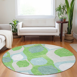 Piper Looms Mayfield Mid-century Modern AMF749 Lime Machine Washable Area Rug Round Lifestyle Image Feature