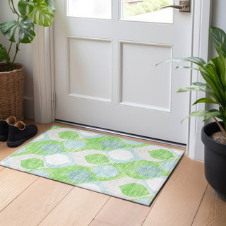 Piper Looms Mayfield Mid-century Modern AMF749 Lime Machine Washable Area Rug Scatter Lifestyle Image Feature