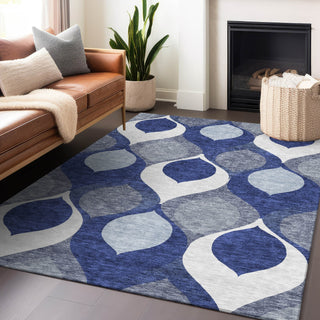 Piper Looms Mayfield Mid-century Modern AMF749 Navy Machine Washable Area Rug Lifestyle Image Feature