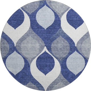 Piper Looms Mayfield Mid-century Modern AMF749 Navy Machine Washable Area Rug Round Main Image