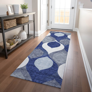 Piper Looms Mayfield Mid-century Modern AMF749 Navy Machine Washable Area Rug Runner Lifestyle Image Feature