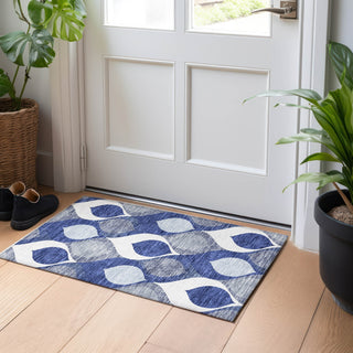 Piper Looms Mayfield Mid-century Modern AMF749 Navy Machine Washable Area Rug Scatter Lifestyle Image Feature