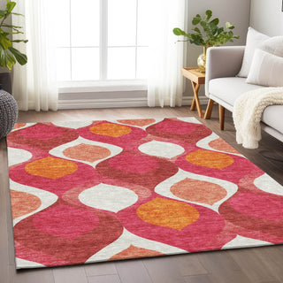 Piper Looms Mayfield Mid-century Modern AMF749 Pink Machine Washable Area Rug Lifestyle Image Feature