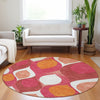 Piper Looms Mayfield Mid-century Modern AMF749 Pink Machine Washable Area Rug Round Lifestyle Image Feature