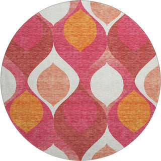 Piper Looms Mayfield Mid-century Modern AMF749 Pink Machine Washable Area Rug Round Main Image