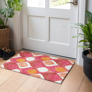 Piper Looms Mayfield Mid-century Modern AMF749 Pink Machine Washable Area Rug Scatter Lifestyle Image Feature