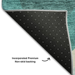 Piper Looms Mayfield Mid-century Modern AMF749 Teal Machine Washable Area Rug Backing Image