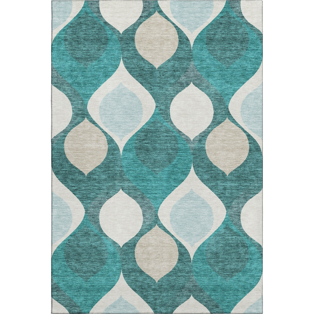 Piper Looms Mayfield Mid-century Modern AMF749 Teal Machine Washable Area Rug main image