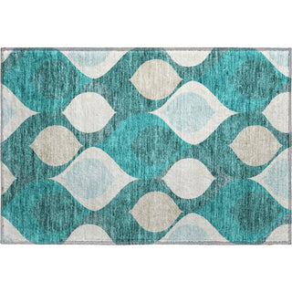Piper Looms Mayfield Mid-century Modern AMF749 Teal Machine Washable Area Rug Scatter Main Image