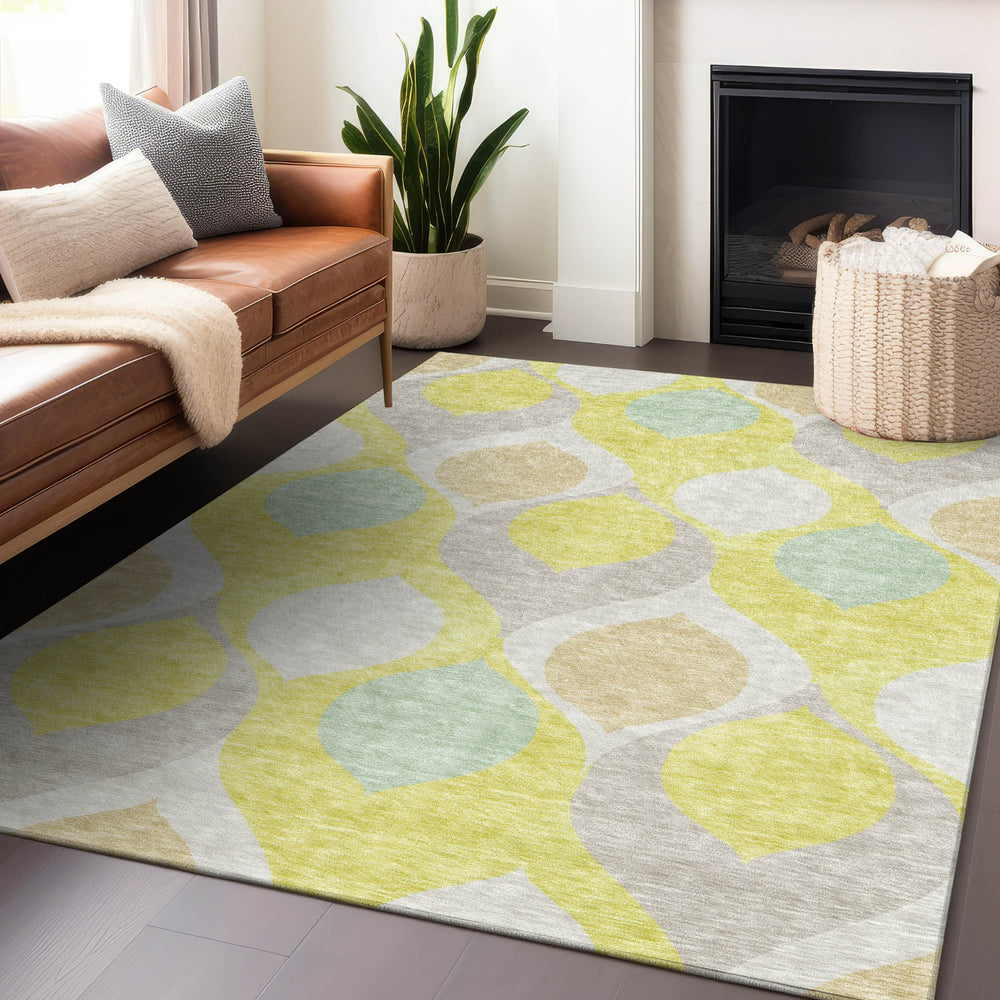 Piper Looms Mayfield Mid-century Modern AMF749 Yellow Machine Washable Area Rug Lifestyle Image Feature