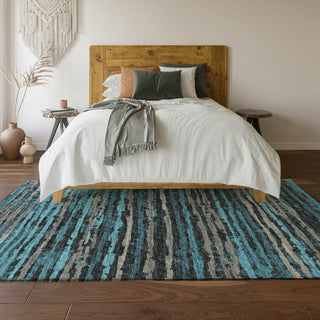 Piper Looms Mayfield Broken Stripes AMF75 Peacock Machine Washable Area Rug Lifestyle Image Feature