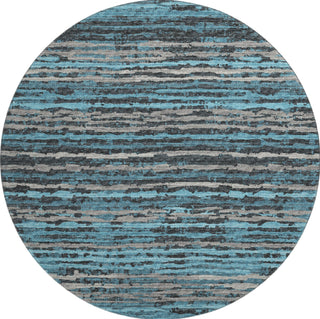 Piper Looms Mayfield Broken Stripes AMF75 Peacock Machine Washable Area Rug Round Main Image