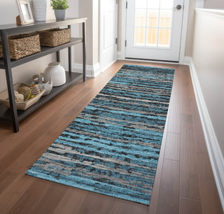 Piper Looms Mayfield Broken Stripes AMF75 Peacock Machine Washable Area Rug Runner Lifestyle Image Feature