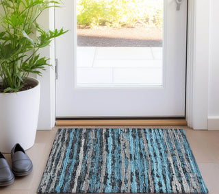 Piper Looms Mayfield Broken Stripes AMF75 Peacock Machine Washable Area Rug Scatter Lifestyle Image Feature