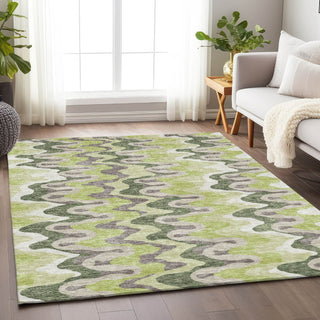 Piper Looms Mayfield Waves AMF750 Aloe Machine Washable Area Rug Lifestyle Image Feature