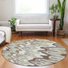 Piper Looms Mayfield Waves AMF750 Beige Machine Washable Area Rug Round Lifestyle Image Feature