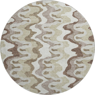 Piper Looms Mayfield Waves AMF750 Beige Machine Washable Area Rug Round Main Image