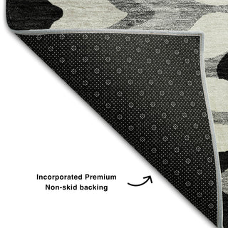 Piper Looms Mayfield Waves AMF750 Black Machine Washable Area Rug Backing Image
