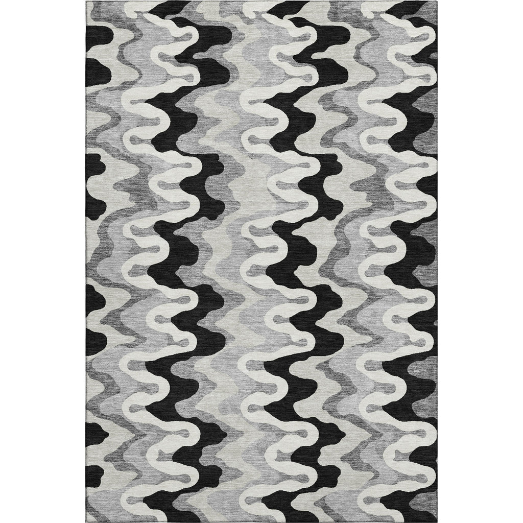 Piper Looms Mayfield Waves AMF750 Black Machine Washable Area Rug main image