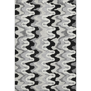 Piper Looms Mayfield Waves AMF750 Black Machine Washable Area Rug main image