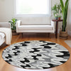 Piper Looms Mayfield Waves AMF750 Black Machine Washable Area Rug Round Lifestyle Image Feature