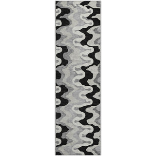Piper Looms Mayfield Waves AMF750 Black Machine Washable Area Rug Runner Main Image