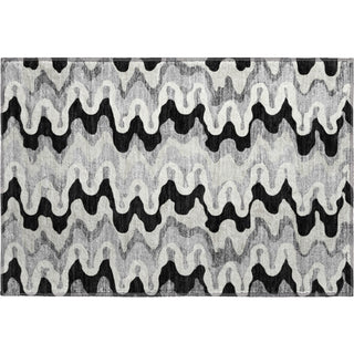 Piper Looms Mayfield Waves AMF750 Black Machine Washable Area Rug Scatter Main Image