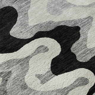 Piper Looms Mayfield Waves AMF750 Black Machine Washable Area Rug Swatch Image