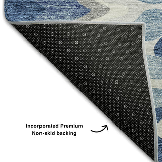 Piper Looms Mayfield Waves AMF750 Blue Machine Washable Area Rug Backing Image