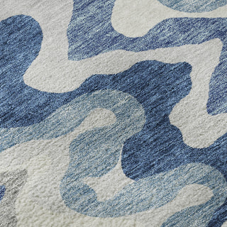 Piper Looms Mayfield Waves AMF750 Blue Machine Washable Area Rug Swatch Image
