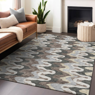 Piper Looms Mayfield Waves AMF750 Charcoal Machine Washable Area Rug Lifestyle Image Feature