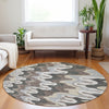 Piper Looms Mayfield Waves AMF750 Charcoal Machine Washable Area Rug Round Lifestyle Image Feature
