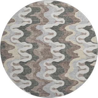 Piper Looms Mayfield Waves AMF750 Charcoal Machine Washable Area Rug Round Main Image