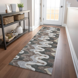Piper Looms Mayfield Waves AMF750 Charcoal Machine Washable Area Rug Runner Lifestyle Image Feature