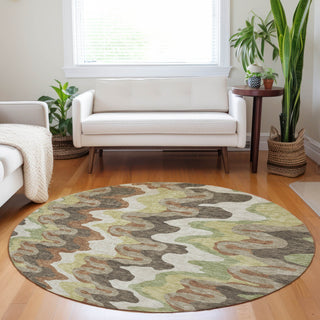 Piper Looms Mayfield Waves AMF750 Chocolate Machine Washable Area Rug Round Lifestyle Image Feature
