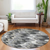 Piper Looms Mayfield Waves AMF750 Gray Machine Washable Area Rug Round Lifestyle Image Feature