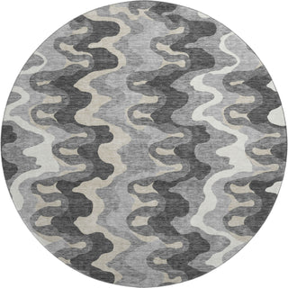 Piper Looms Mayfield Waves AMF750 Gray Machine Washable Area Rug Round Main Image