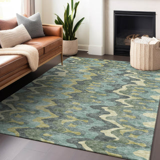 Piper Looms Mayfield Waves AMF750 Sage Machine Washable Area Rug Lifestyle Image Feature
