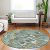 Piper Looms Mayfield Waves AMF750 Sage Machine Washable Area Rug Round Lifestyle Image Feature
