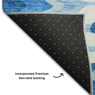 Piper Looms Mayfield Waves AMF750 Sky Machine Washable Area Rug Backing Image