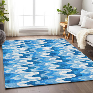 Piper Looms Mayfield Waves AMF750 Sky Machine Washable Area Rug Lifestyle Image Feature