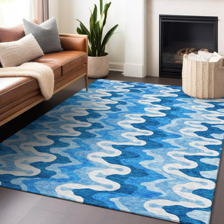 Piper Looms Mayfield Waves AMF750 Sky Machine Washable Area Rug Lifestyle Image Feature
