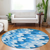 Piper Looms Mayfield Waves AMF750 Sky Machine Washable Area Rug Round Lifestyle Image Feature