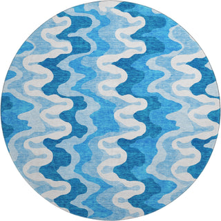 Piper Looms Mayfield Waves AMF750 Sky Machine Washable Area Rug Round Main Image