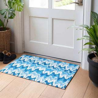 Piper Looms Mayfield Waves AMF750 Sky Machine Washable Area Rug Scatter Lifestyle Image Feature